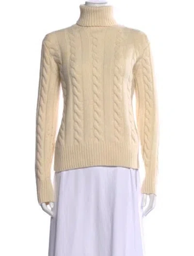 Pre-owned Polo Ralph Lauren Wool Turtleneck Sweater In White