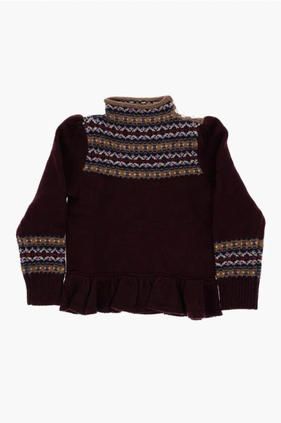 Polo Ralph Lauren Wool Turtleneck Sweater With Ruched In Black