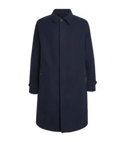 Polo Ralph Lauren Wool Tweed Langdon Walking Coat In Blue