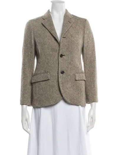 Pre-owned Polo Ralph Lauren Wool Tweed Pattern Blazer In Brown/neutrals