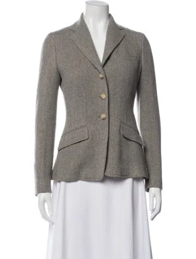 Pre-owned Polo Ralph Lauren Wool Tweed Pattern Blazer In Gray