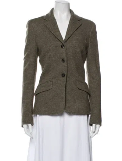 Pre-owned Polo Ralph Lauren Wool Tweed Pattern Blazer In Green