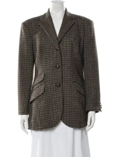 Pre-owned Polo Ralph Lauren Wool Tweed Pattern Blazer In Green