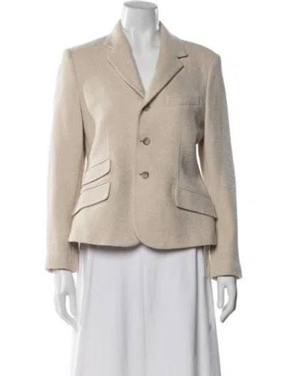 Pre-owned Polo Ralph Lauren Wool Tweed Pattern Blazer In Neutral