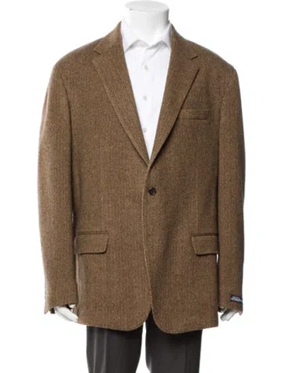 Pre-owned Polo Ralph Lauren Wool Tweed Pattern Blazer In Neutral