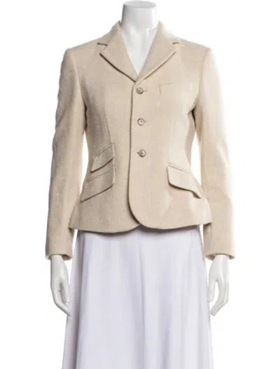 Pre-owned Polo Ralph Lauren Wool Tweed Pattern Blazer In Neutral