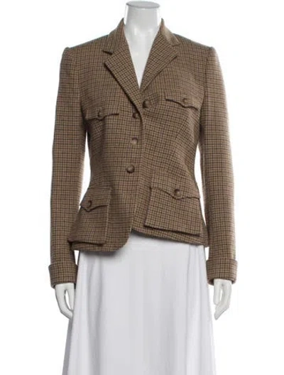 Pre-owned Polo Ralph Lauren Wool Tweed Pattern Blazer In Neutrals