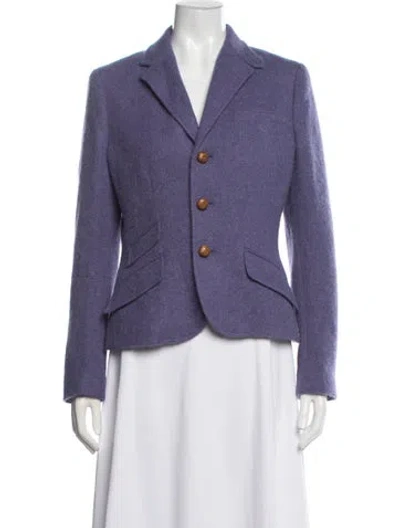 Pre-owned Polo Ralph Lauren Wool Tweed Pattern Blazer W/ Tags In Purple