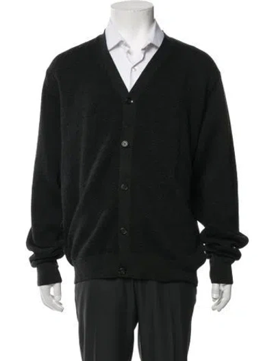Pre-owned Polo Ralph Lauren Wool Tweed Pattern Cardigan In Black