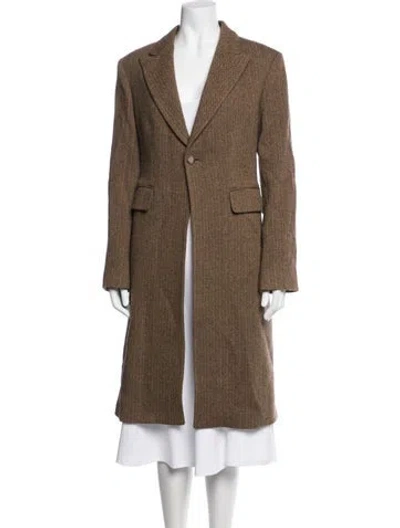 Pre-owned Polo Ralph Lauren Wool Tweed Pattern Coat In Brown