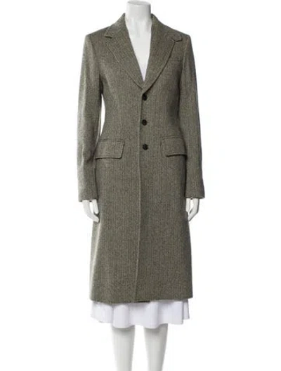 Pre-owned Polo Ralph Lauren Wool Tweed Pattern Peacoat In Gray