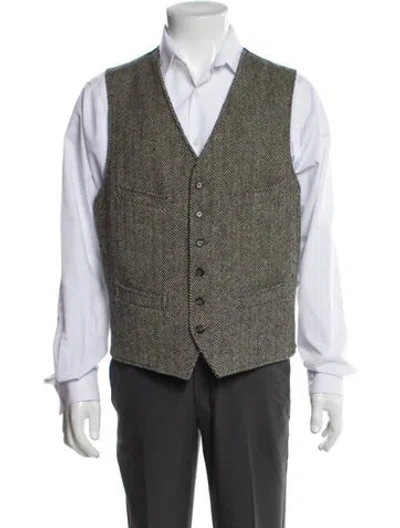 Pre-owned Polo Ralph Lauren Wool Tweed Pattern Suit Vest In Neutral