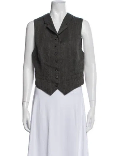Pre-owned Polo Ralph Lauren Wool Tweed Pattern Vest In Gray