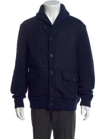 Pre-owned Polo Ralph Lauren Wool V-neck Cardigan In Blue