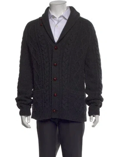 Pre-owned Polo Ralph Lauren Wool V-neck Cardigan In Gray