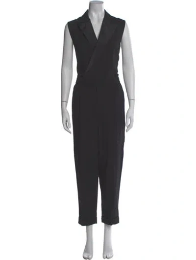 Pre-owned Polo Ralph Lauren Wool V-neck Jumpsuit In Gray