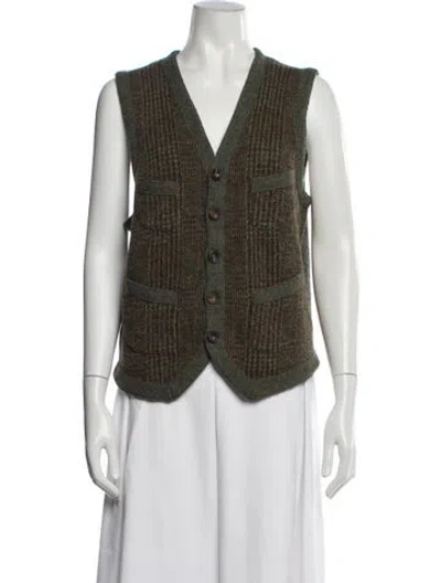 Pre-owned Polo Ralph Lauren Wool V-neck Sweater In Green