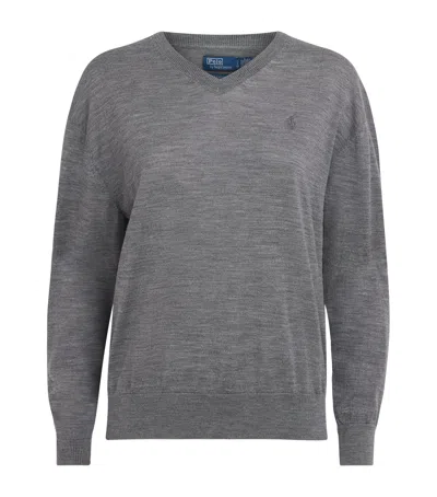 Polo Ralph Lauren Wool V-neck Sweater In Grey
