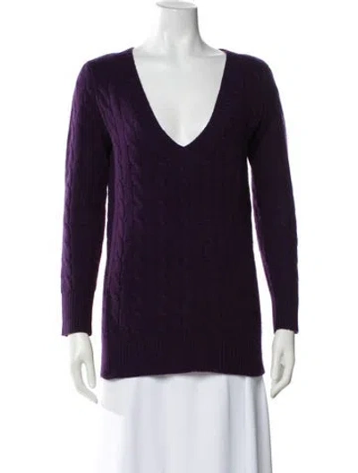 Pre-owned Polo Ralph Lauren Wool V-neck Sweater In Purple