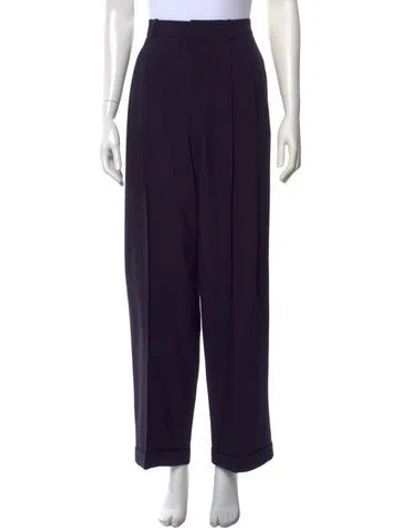 Pre-owned Polo Ralph Lauren Wool Wide Leg Pants In Blue