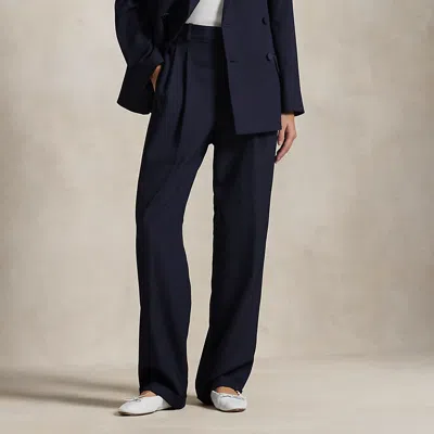 Polo Ralph Lauren Relaxed Fit Pleated-front Wool Pant In Navy