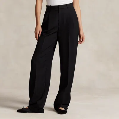 Polo Ralph Lauren Wool Wide-leg Tuxedo Trouser In Black