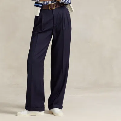 Polo Ralph Lauren Wool Wide-leg Tuxedo Trouser In Blue