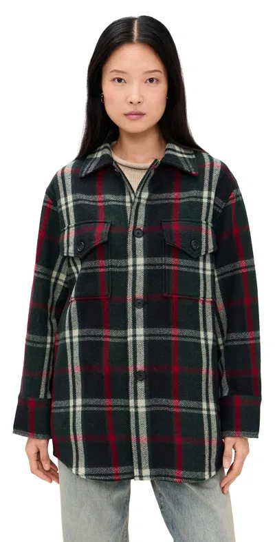 Polo Ralph Lauren Wool Woven Long Sleeve Collared Sport Shirt Green/blue/red Multi