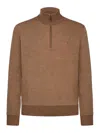 Polo Ralph Lauren Maglia Mezza Zip Uomo Lana Armaturata Sweater In Brown