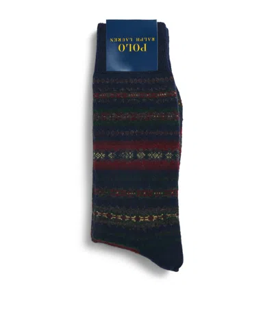 Polo Ralph Lauren Wool-blend Fair Isle Socks In Navy