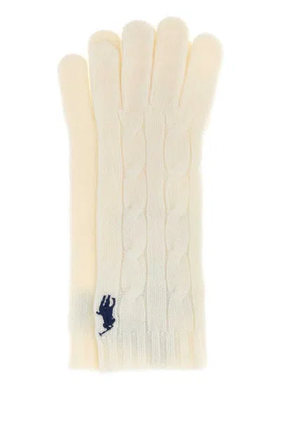 Polo Ralph Lauren Wool-blend Knit Gloves In White