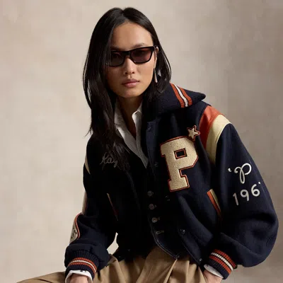 Polo Ralph Lauren Wool-blend Letter Jacket In Hunter Navy