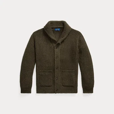 Polo Ralph Lauren Wool-blend Shawl Cardigan In Olive Brown Marl In Green
