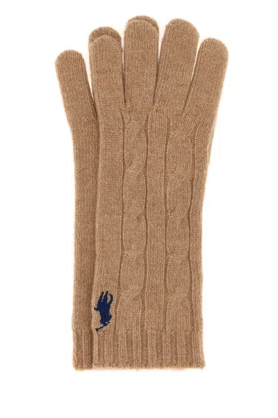 Polo Ralph Lauren Wool-cashmere Blend Gloves For Women In Camel
