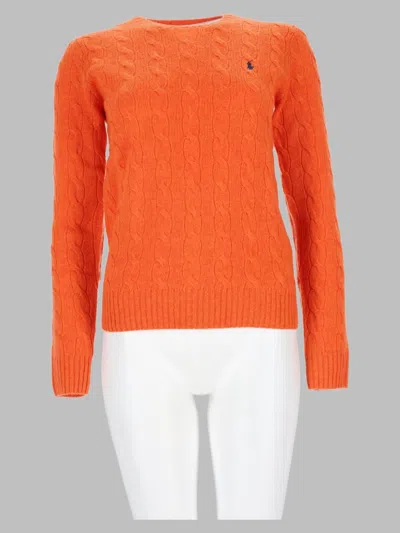Polo Ralph Lauren Wool-cashmere Cable Knit Sweater In Orange