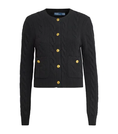 Polo Ralph Lauren Wool-cashmere Cable-knit Cardigan In Black