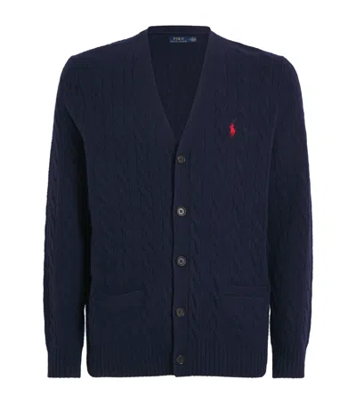 Polo Ralph Lauren Wool-cashmere Cable-knit Cardigan In Multi