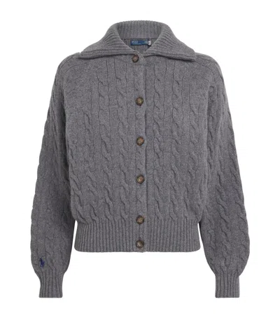 Polo Ralph Lauren Wool-cashmere Cable-knit Cardigan In Grey