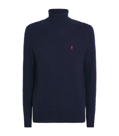 Polo Ralph Lauren Wool-cashmere Cable-knit Rollneck Sweater In Multi