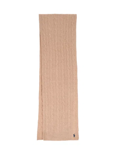 Polo Ralph Lauren Wool-cashmere Scarf In Beige