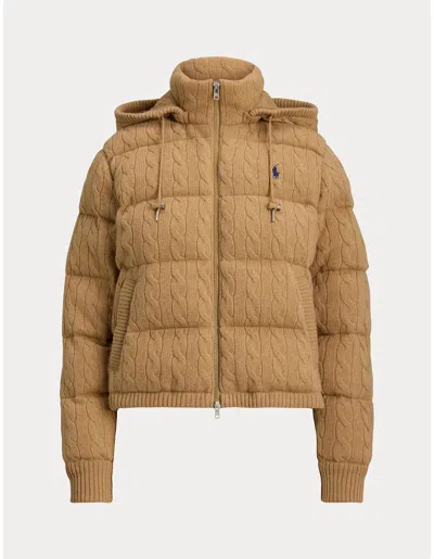 Polo Ralph Lauren Wool-cashmere Sweater-puffer Jacket In Medium Beige