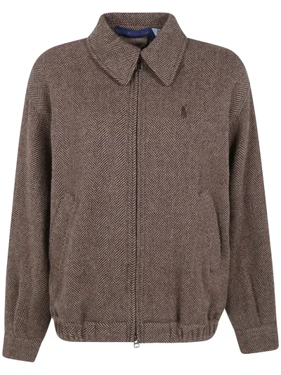 Polo Ralph Lauren Woven Bomber Coat In Brown
