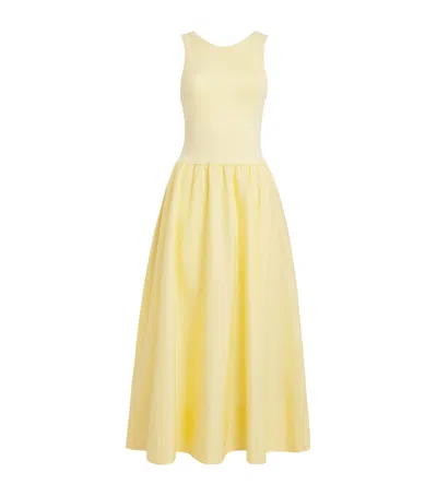 Polo Ralph Lauren Woven Flared Midi Dress In Yellow