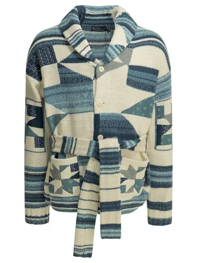 Polo Ralph Lauren Woven Knit Belted Cardigan In Multi