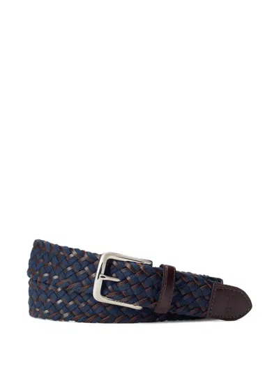 Polo Ralph Lauren Woven Leather Belt In Black