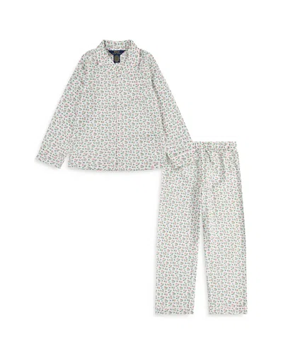 Polo Ralph Lauren Girls' Woven Long Sleeve Coat & Pants Sleepwear Set - Little Kid In Cloud Dancer