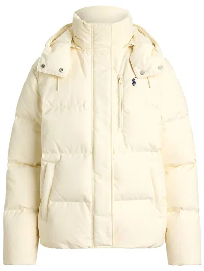 Polo Ralph Lauren Woven Puffer Coat In White