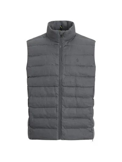 Polo Ralph Lauren Woven Quilted Linen Gilet In Gray