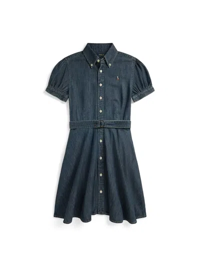 Polo Ralph Lauren Woven Shirt Dress For Kids In Blue