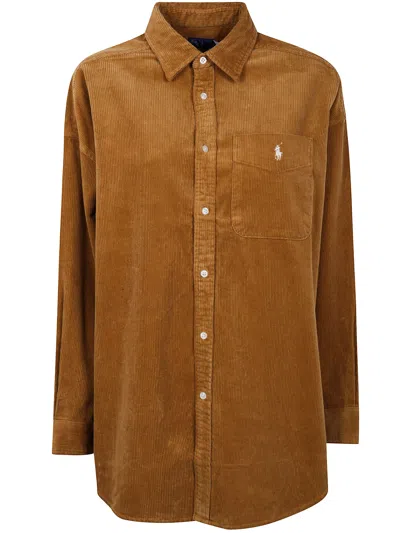 Polo Ralph Lauren "woven Sport Shirt"10 Wale Couduroy Oversize In Brown